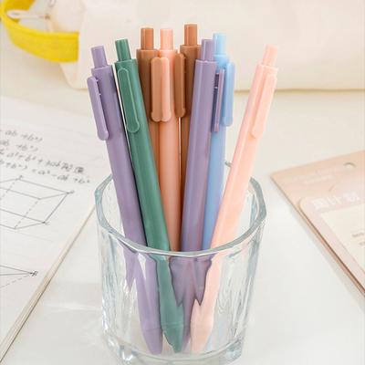 Gift Simple Macaron Color Press Pen Student Exam Bullet Gel Learning Office Press Type Black Water Office School Supplies Kawai