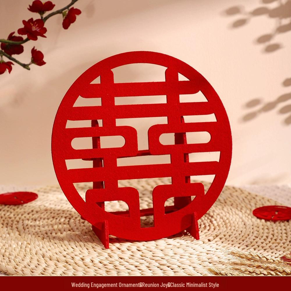 3D Double Happiness Wedding & Engagement Decoration Set: Table & Room Floral Ornaments for Living Room & Bedroom