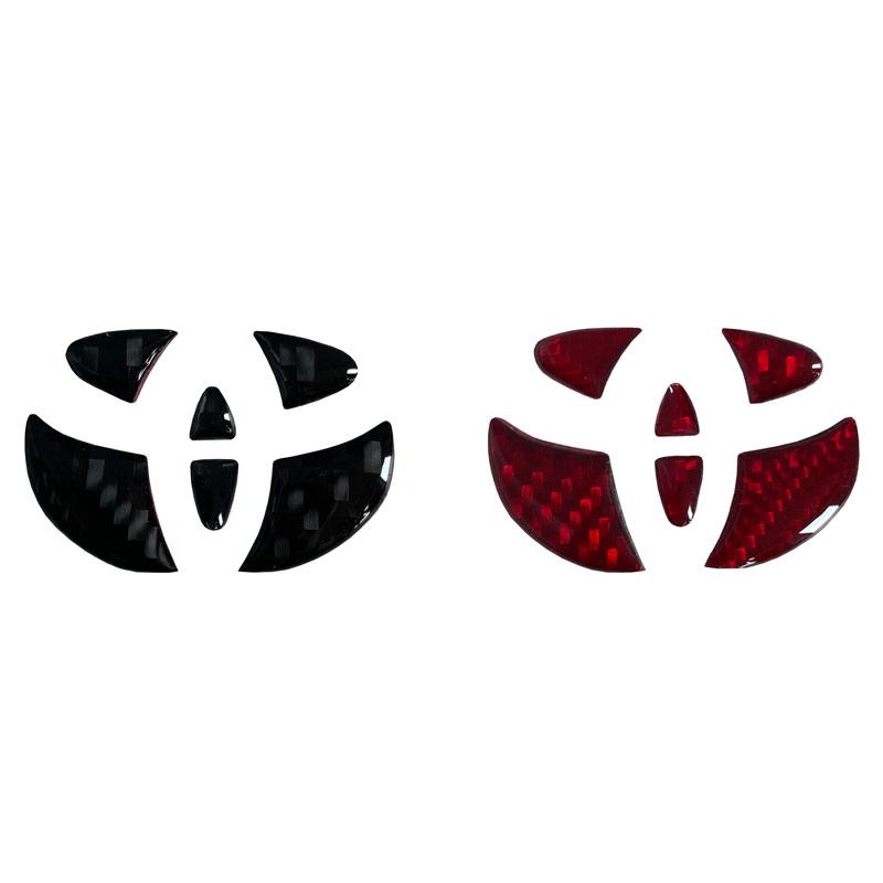 1PCS Carbon Fibe rAuto Logos Sticker Car Steering Wheel Emblem Badge Sticker For Toyota Corolla Camry Yaris Car Accessories