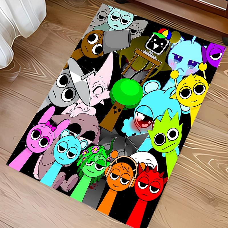 1pc Sprunki Game2 Print Area Rug - Soft, Washable Non-Slip Indoor Mat for Office Chairs, Living Room, Home Office Decorative Rug