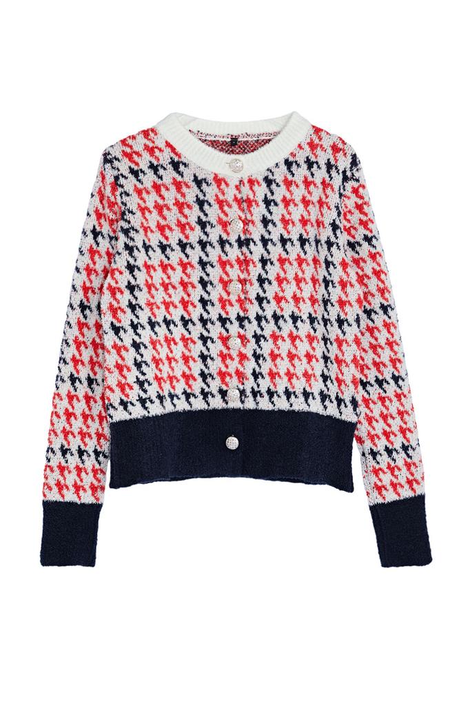 Women's Fashionable Stylish Cardigan Black Boucle Thread Patterned Jacket Look Knitwear Cardigan