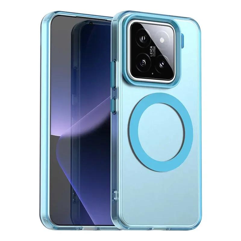 Luxury Color Matte Translucent Magnetic Case for Xiaomi 14T Pro Magsafe Wireless Charge Shockproof Cover For Redmi 13 4G 5G Case