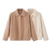 Womens Fleece Jacket Solid Color Lapel Long Sleeve Casual Cotton Coat Fall 2025