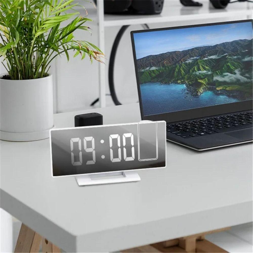 12/24H Display Digital Alarm Clock Temperature Display Projector Mirror Clock LED Alarm Clock  Home