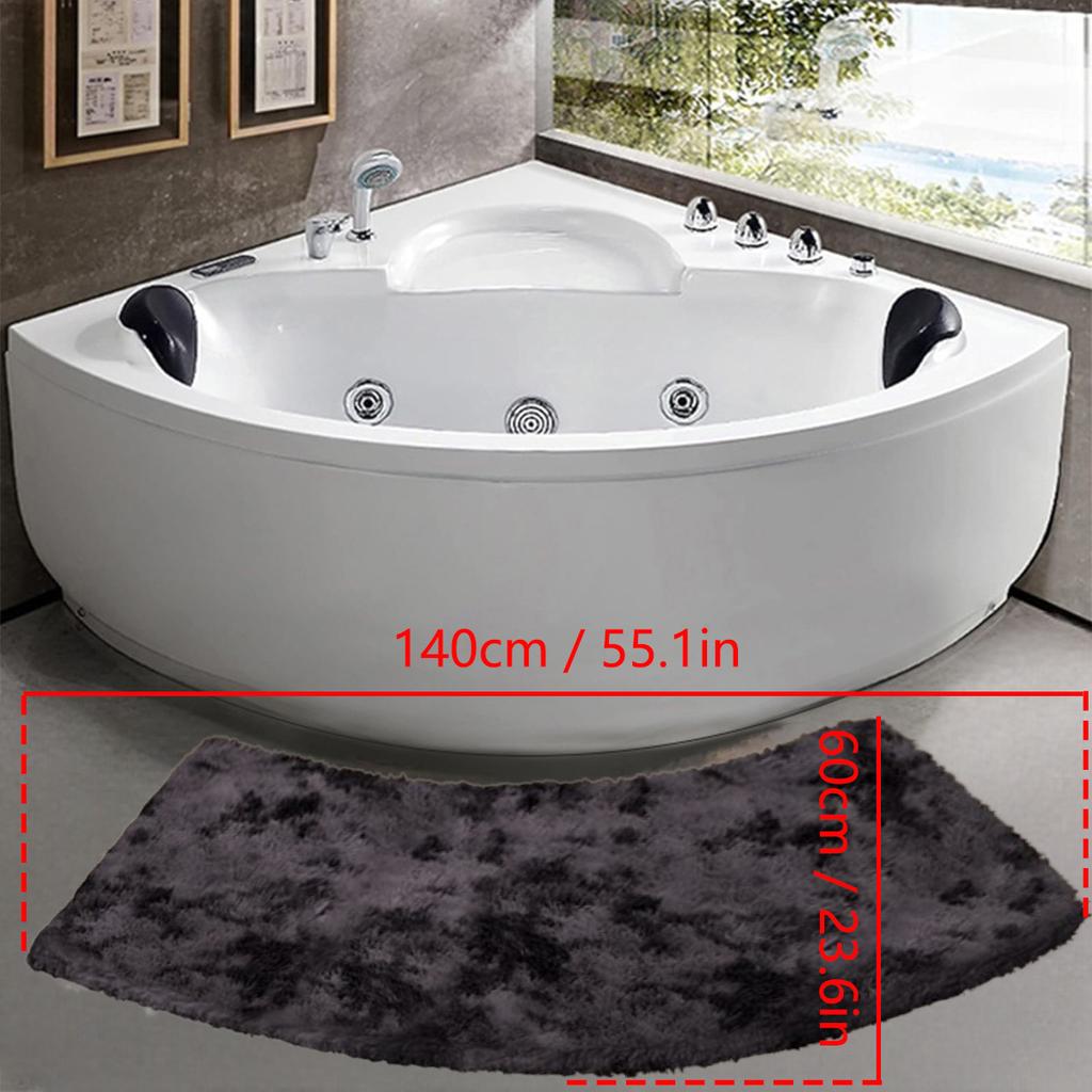 Curved bathroom non-slip floor mat solid color bathroom fan-shaped silk wool shower room absorbent foot mat toilet door mat