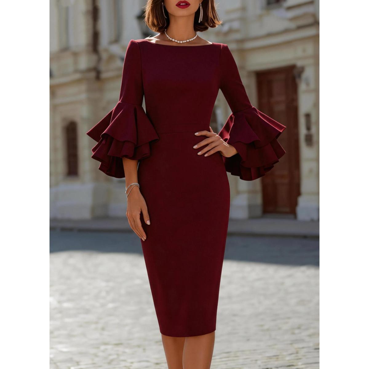 Sieviešu midi bodycon kleita ar laivu