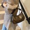 Solid PU Zipper High-end Retro Niche Armpit Crossbody Bag for High-quality Women  Fashionable and Versatile Shoulder Bags
