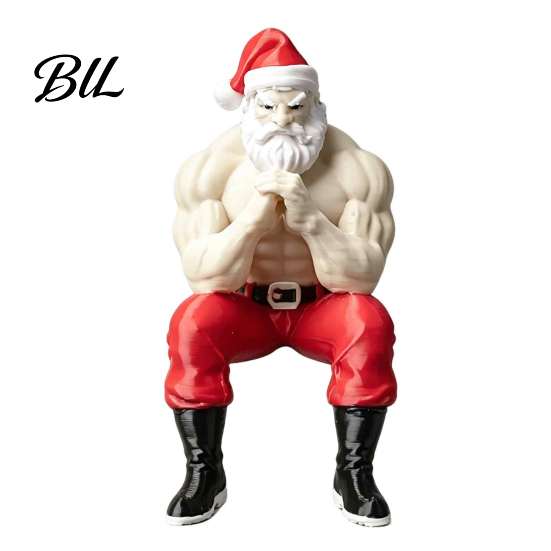 Santa Claus Muscle Figures Strong Muscles Ornament, Lines And Beard Decor, 3D Printed Funny Holiday Party Decorations Christmas Decoration,