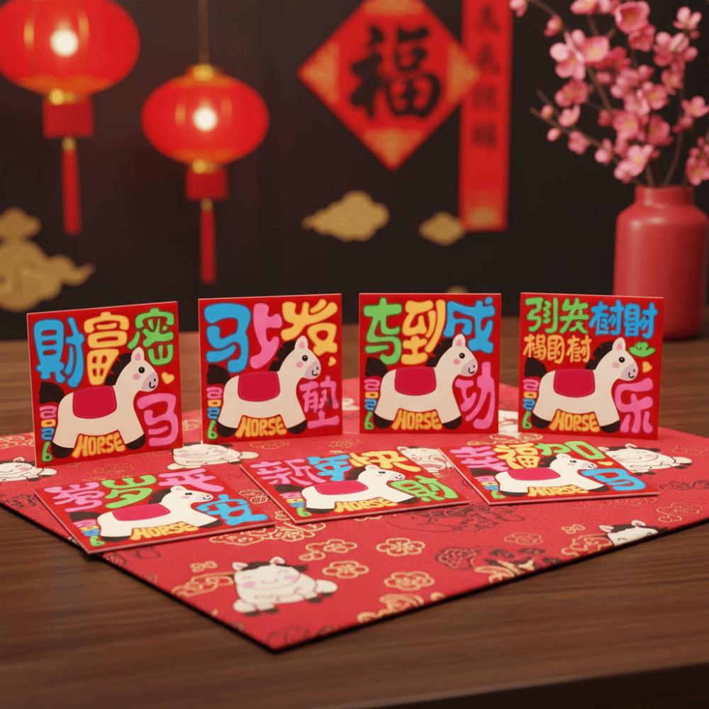 30pcs/set Cute Style Cartoon Red Packets Best Wishes Lucky Money Packets  New Year Celebration