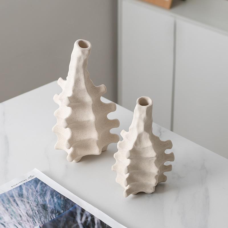 Ceramic Vase Skeletal Lines Irregular Geometry Modeling Flower Vase Ceramic Handicraft Home Decoration Accessories