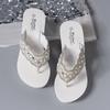 Slippers Women's Summer Decoration Sandals Outer Wear Fashion Eva Wedge Heel Clip Feet Beach Vacation Flip Flops Comfortable and Versatile