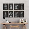 Inspirational Anatomy Art Set of 8 - Vintage Skeleton & Muscle Ink Prints for Education and Sophisticated Home Office Decor