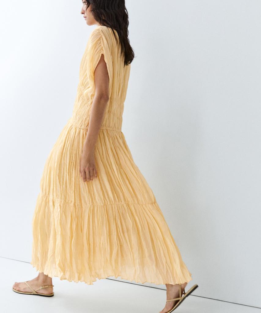 Masimodutti Shirring Detail Fluid Midi Dress