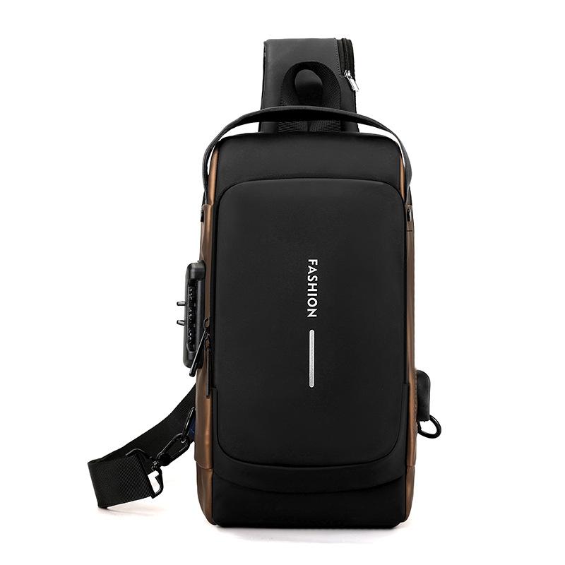 Men s new fashion trend simple business trip commuter bag daily versatile contrasting color design breast bag