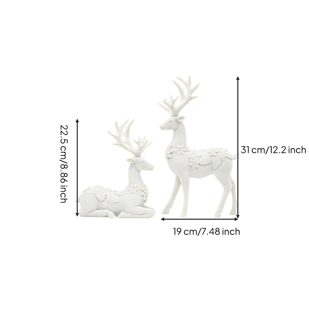 Deer Figurine with Floral Relief Nature-Inspired for Tabletop