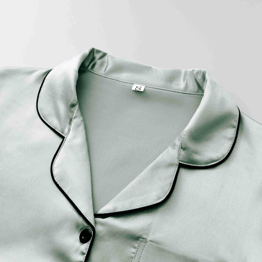 European Summer Ice Silk Pajama Set: Casual, Solid Color, Short Sleeve & Shorts, Breathable Comfort.