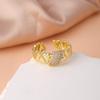 Rhinestone Inlaid Women's Cross Ring, Adjustable Open Design, Trendy Cold Style Index Finger Accessory