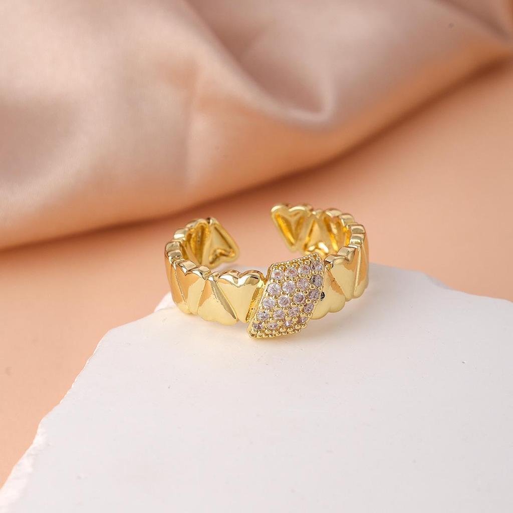 Rhinestone Inlaid Women's Cross Ring, Adjustable Open Design, Trendy Cold Style Index Finger Accessory