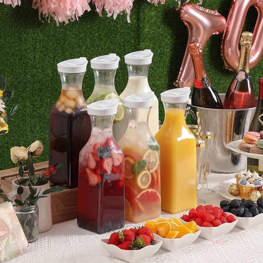 1500Ml Cold Water Pot Milk Bottle with Sealed Cap PC Cold Water Bottle Heat Resistant Beverage Juice Bottle Kitchens Accessories