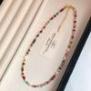 Women Multicolor Natural Stone Freshwater Pearl Beaded Clavicle Necklace