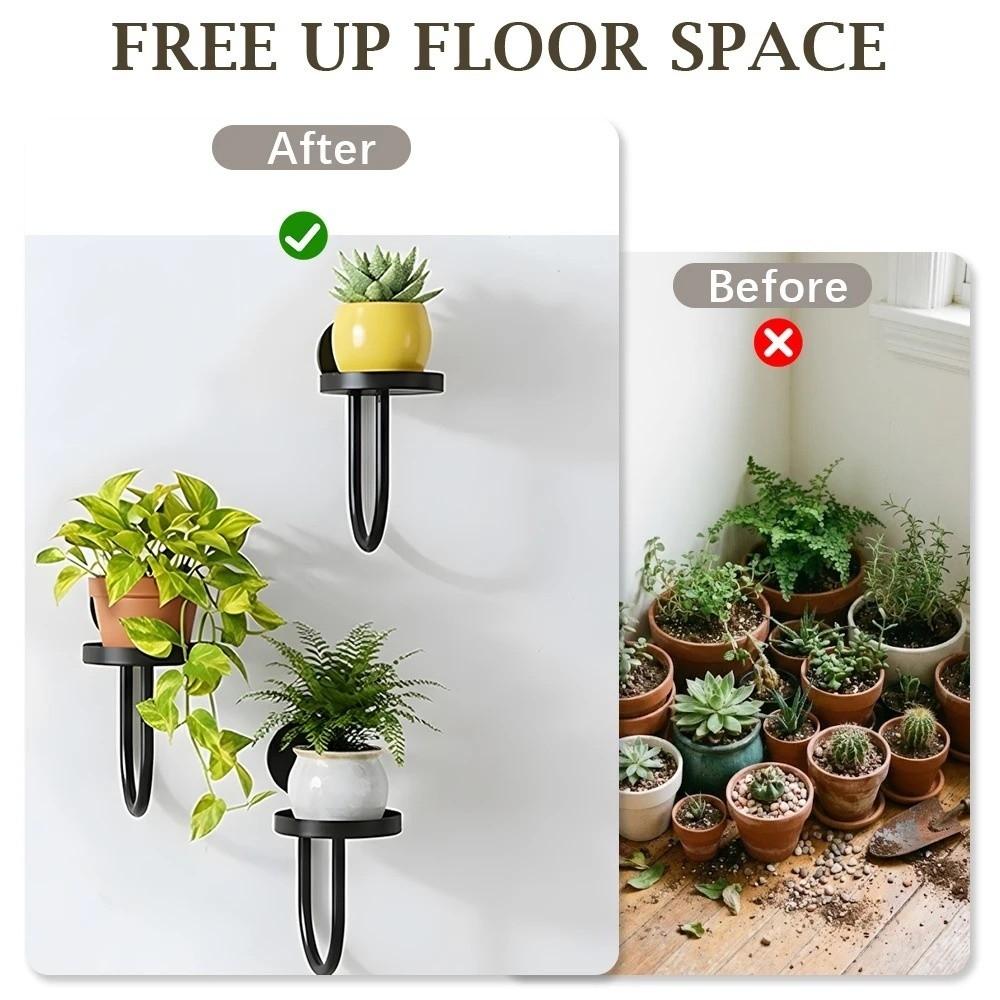 Sturdy Iron Wall Mounted Plant Holder Space Saving Planter Rack Storage Shelf  Office Decor
