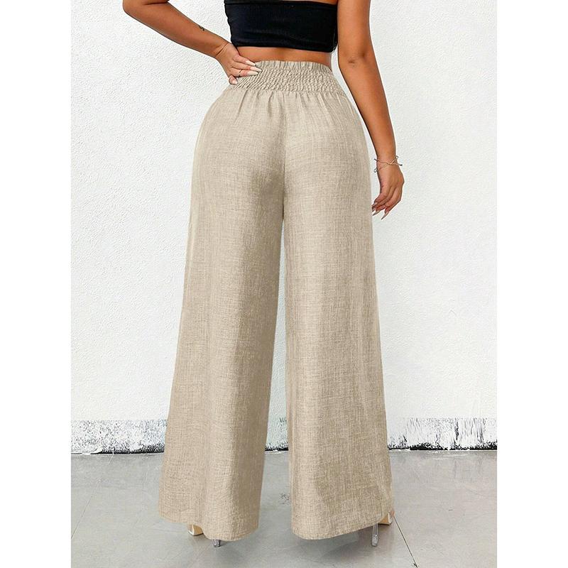 Fashion Retro High Waist Elastic Loose Wide Leg Pants Women Elegant Solid Street Casual Long Trousers Women Spring and Autumn Ladies Baggy Pants 25792