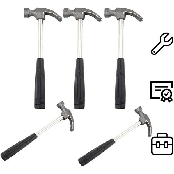 Garneck 5PCS Mini Claw Hammer Rubber Handle Household Carpet Wall Nail Remover With Non-Slip Shock Absorber For Home