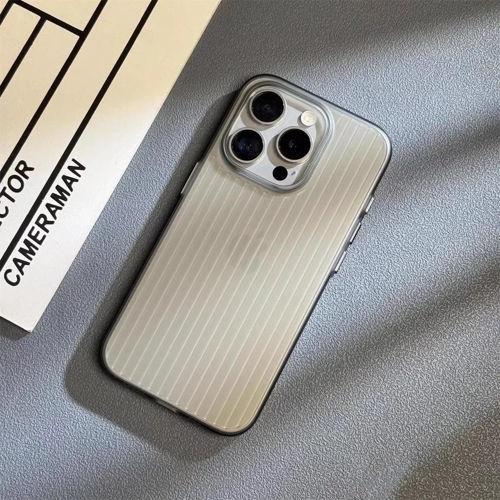 Natural Titanium PC Phone Case For For Iphone 1 14 13 Pro Max Plus Electroplated Grating Corrugated Hard Back Cover