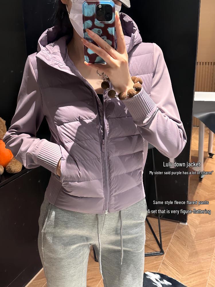 

Lulu Lightweight Hooded Slim Fit Down Jacket for Running, Yoga, and Outdoor Sports 4 (85-100 lbs) лавандовий