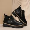 Autumn and Winter New Round Toe Thick High-heeled Short Boots, Side Zipper Waterproof Platform Women's Shoes