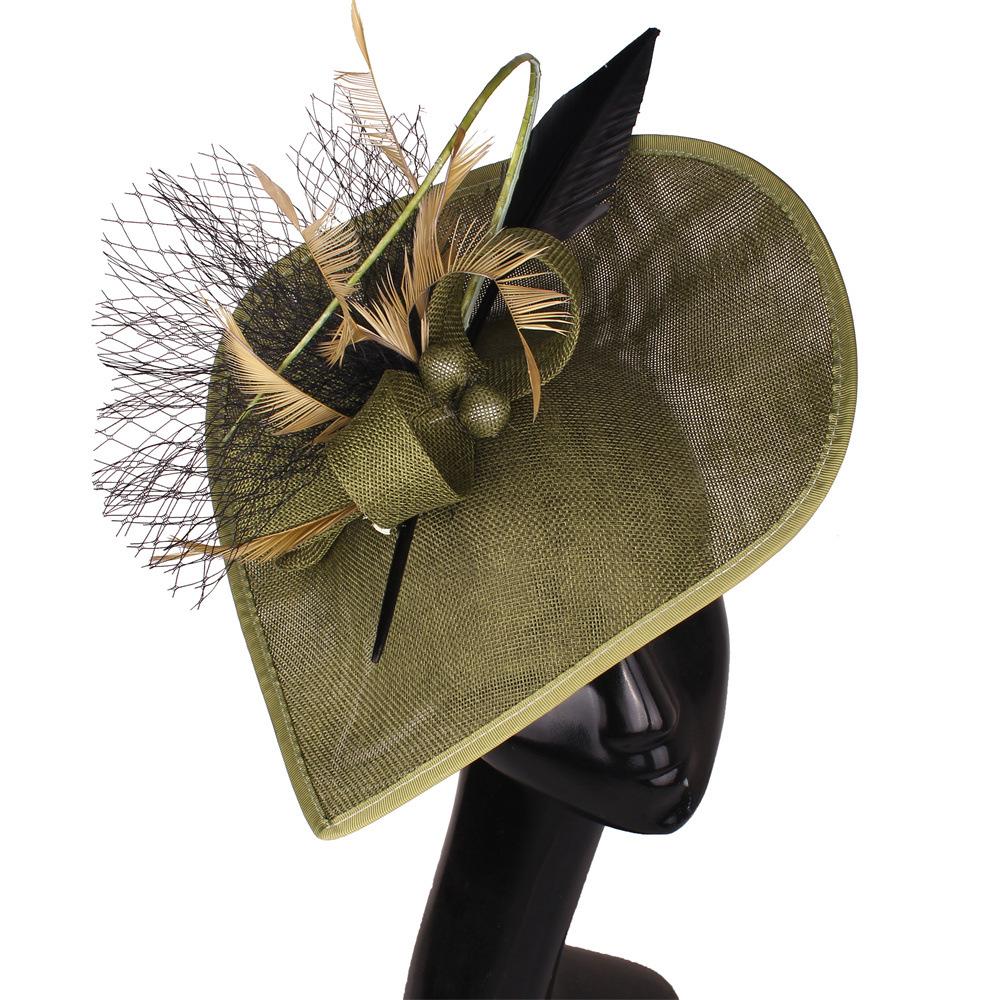 Popular European And American Hemp Yarn Headgear Bridal Hair Accessories Banquet Photo Gift Hat Feather Headgear