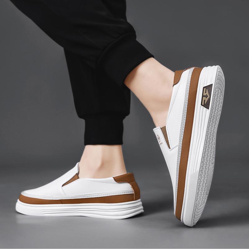 Neue Herren-Loafer PU-Leder Flache Freizeitschuhe Modetrend Plateau Herren-Board-Schuhe Gummi Weiche Sohle Rutschfest Leichte Freizeitschuhe