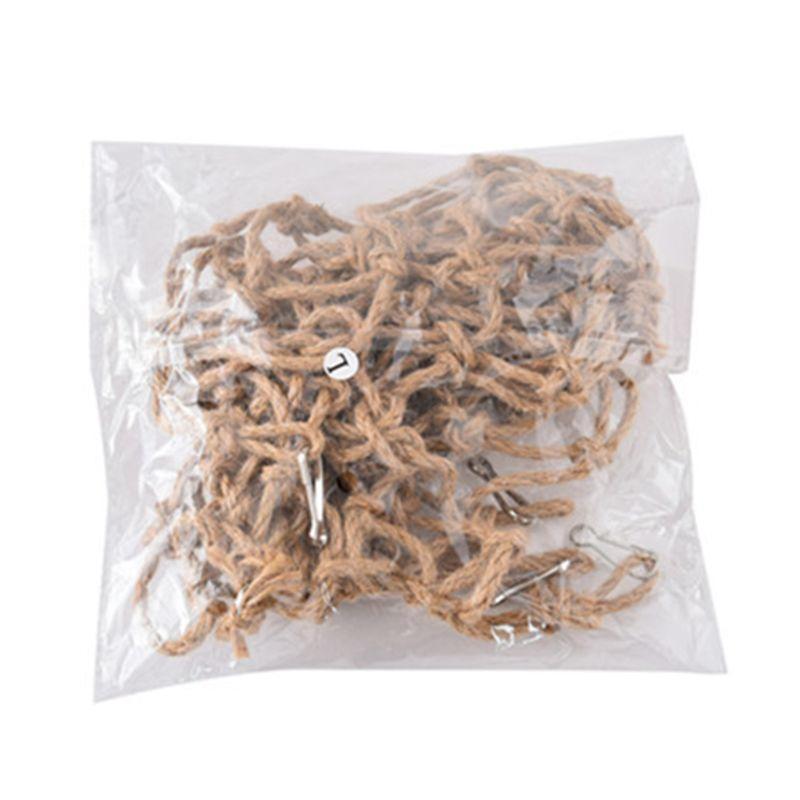 Bird Hanging Toy Hemp Rope Swing Toy Parrot Climbing Rope Net with 4 Metal Hooks Bird Cage Easy to Install