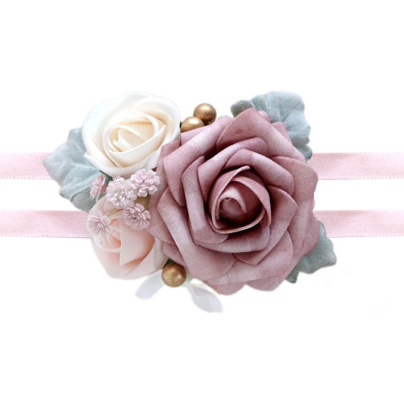 5Pcs Rose Wrist Corsages Wristband for Bridal and Bridesmaid, Wrist Corsages for Wedding Ceremony Anniversary Proms