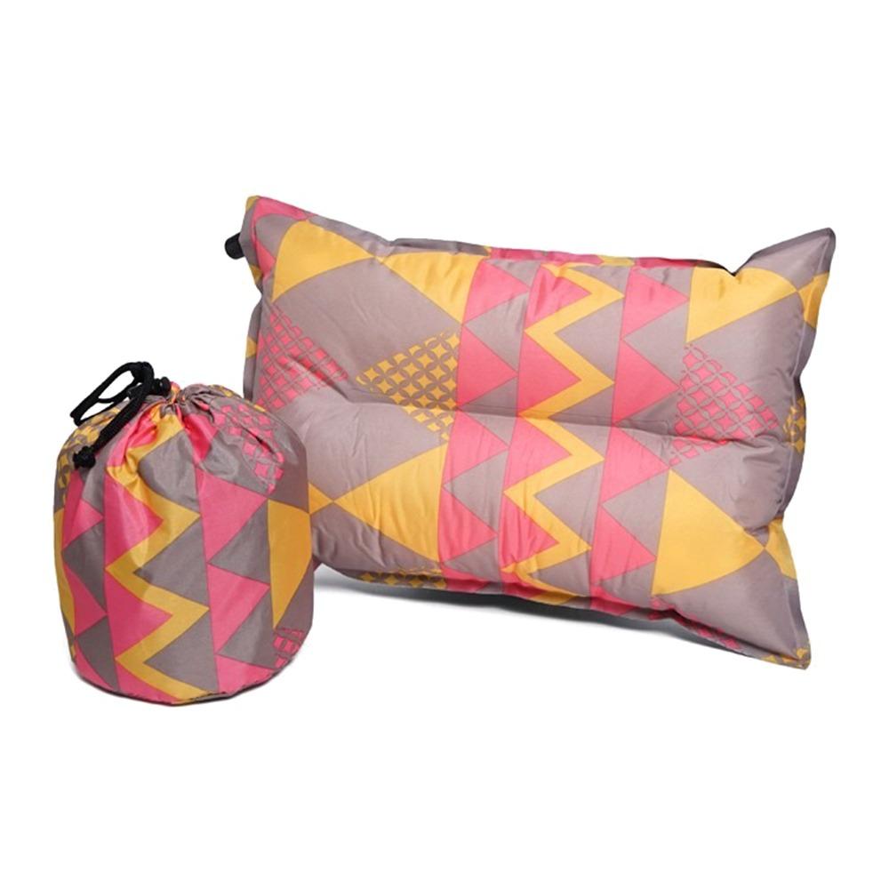 Automatic Inflatable Travel Pillow Ethnic Style Foldable Camping Pillow Lightweight Supportive Office Nap Pillow