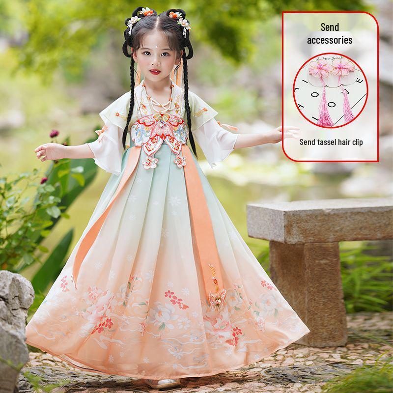 2026 New Hanfu Style Princess Dress: Ancient Chinese Fairy-Inspired Birthday Outfit for Girls