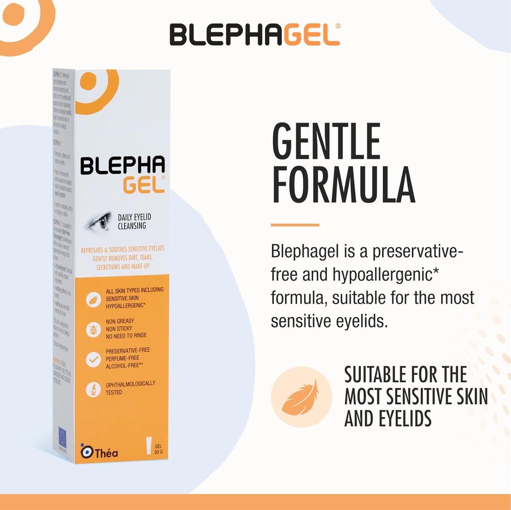 Blephagel Daily Eyelid Cleansing Gel Preservative Free 30g MADE IN FRANCE Thea