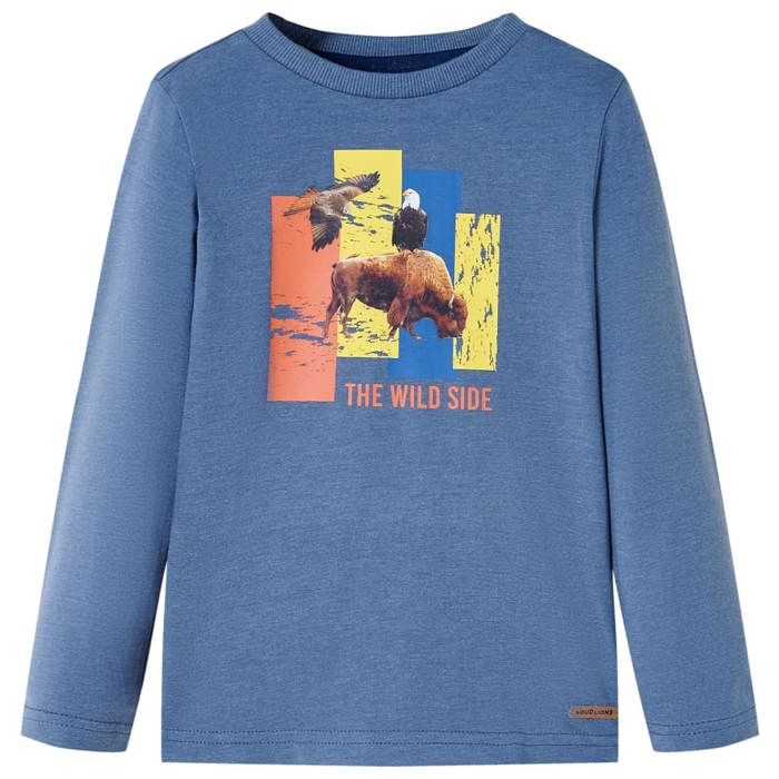 T-shirt enfants manches longues mélange bleu 92/104/116/128/140