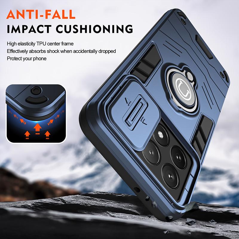 For POCO X6 Armor Rotate With Ring Stand Camera Lens Anti-Scratch CaseFor POCO X6 Pro Magnet Charge Cover For Xiaomi Poco X6 Pro