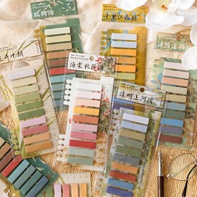 1pcs Retro Color Note Set Self-Adhesive Memo Pad Index Stickers Label Tag for Office School