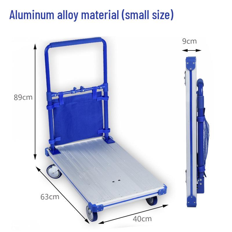 Silent Lightweight Folding Hand Truck: Four-Wheeled Cart for Cargo, Pushing, and Pulling Goods.