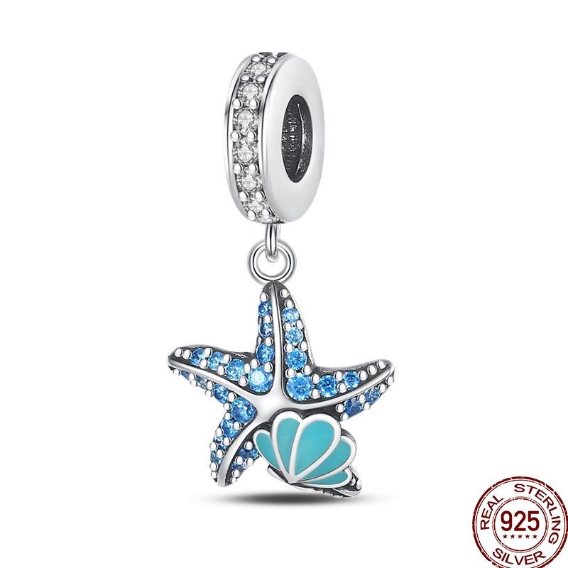 Copper Ocean Series Octopus Starfish Sea Fish Charms Beads Fit 3Mm Bracelets Diy Madam Jewelry Gift