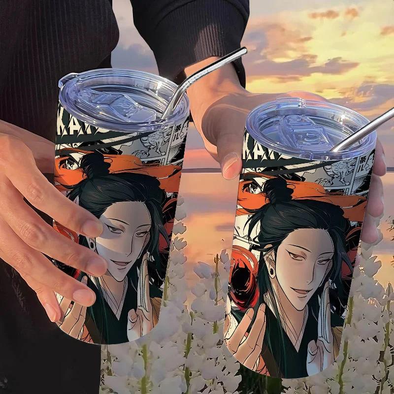 Jujutsu Kaisen Yuji Hrneček 500 ml Satoru Gojo Nerezová Ocel Cestovní Termohrnek Izolované Brčko Hrneček na Kávu Dárek Pro Děti