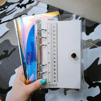 1PCS Laser Transparente Caderno Planejador Organizador Papel Planejador Página Interna Anel Fichário Diário Diário