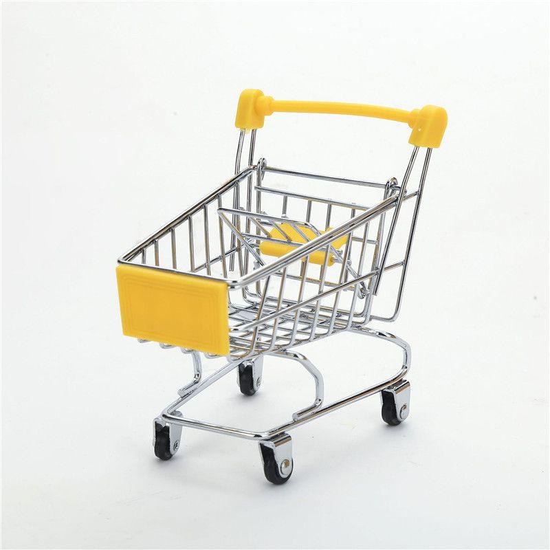 Adorable Children's Mini Metal Shopping Trolley And Colorful Basket Role Play Toy Set For Imaginative Play