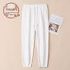 Women's Grey Cotton Fleece Sweatpants, 2025 Spring/Autumn Casual Style