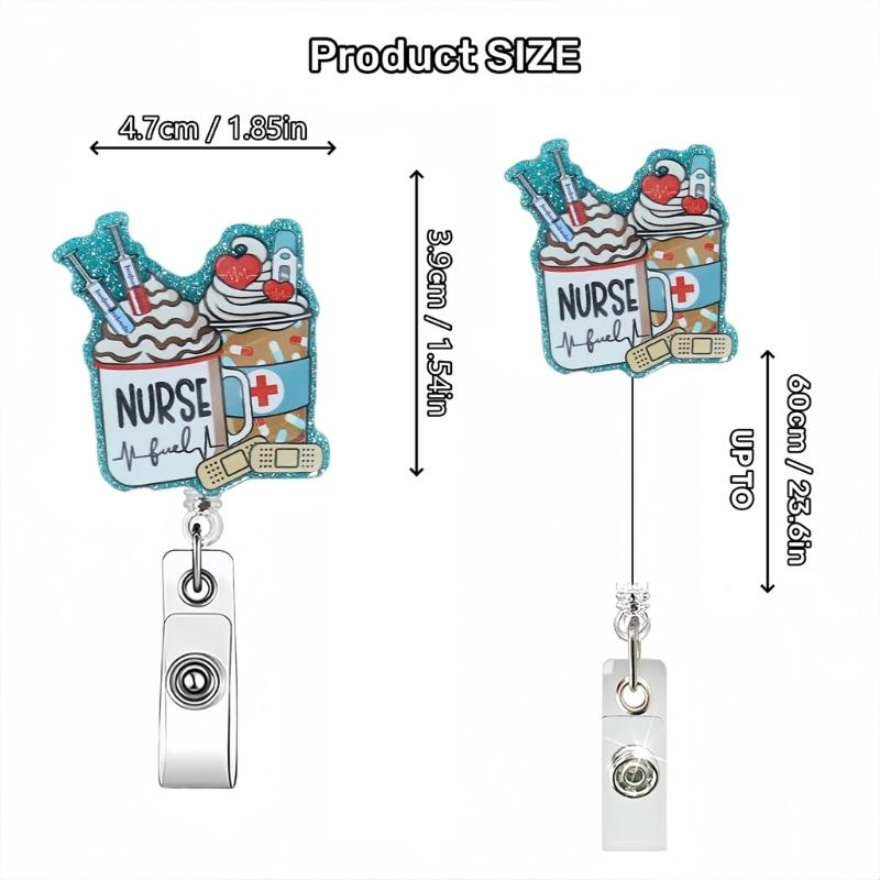 Cartoon Acrylic Badge Holder Retractable Badge Holder Retractable Badge Holder with Metal Clip for Nurse Doctor Student