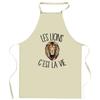 Tablier de cuisine - lion C'est la vie - Coton résistant - Impression française durable - Liens ajustables