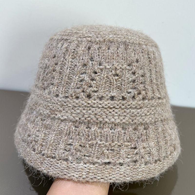New Striped Lace-up Knitted Pullover Hat Women's Spring and Autumn Fashion Wool Fisherman Hat