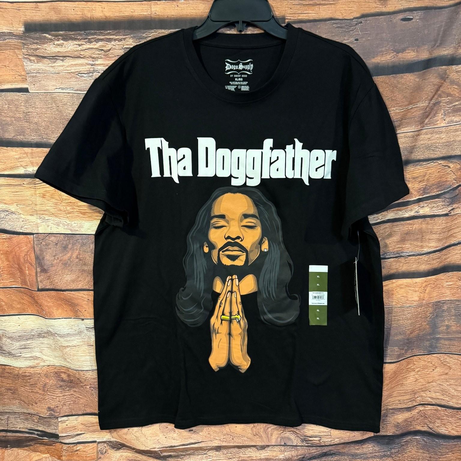 Dogg Supply Men s Black XL Tha Doggfather Snoop Dogg Cotton Blend Tee Unisex T-Shirt XXL